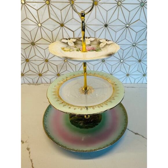Copied - Three-Tier‎ Dessert Stand | Vintage China  | Bridal Decor - Picture 1 of 9